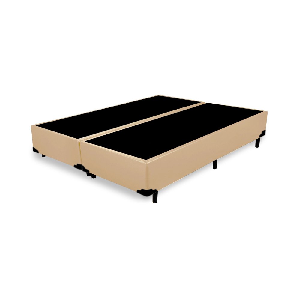 Cama Box Blindado King Bipartido Acolchoes Sintético Bege 40x193x203 