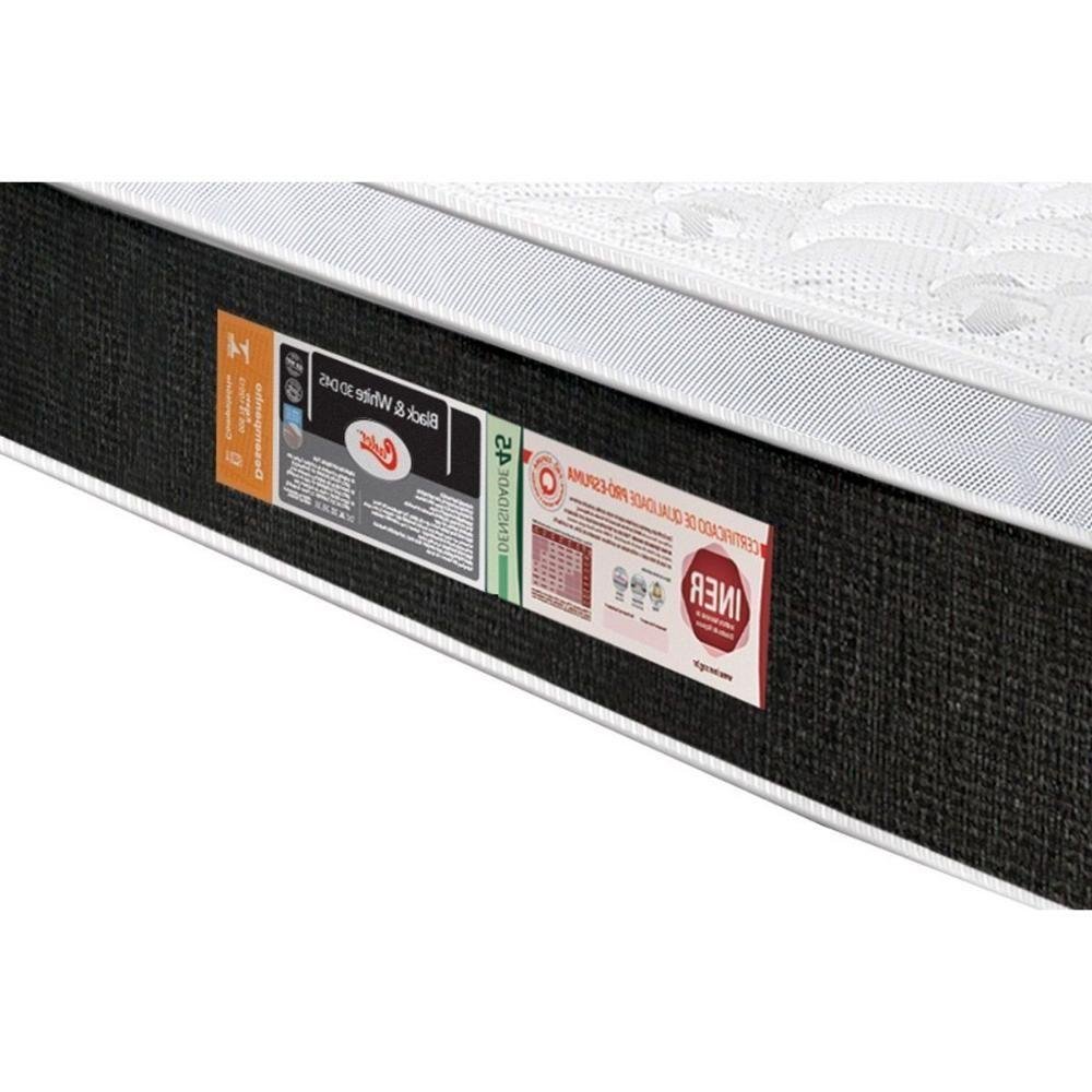 Cama Box Casal: Colchão Espuma D45 Castor Black E White Air + Base Crc 