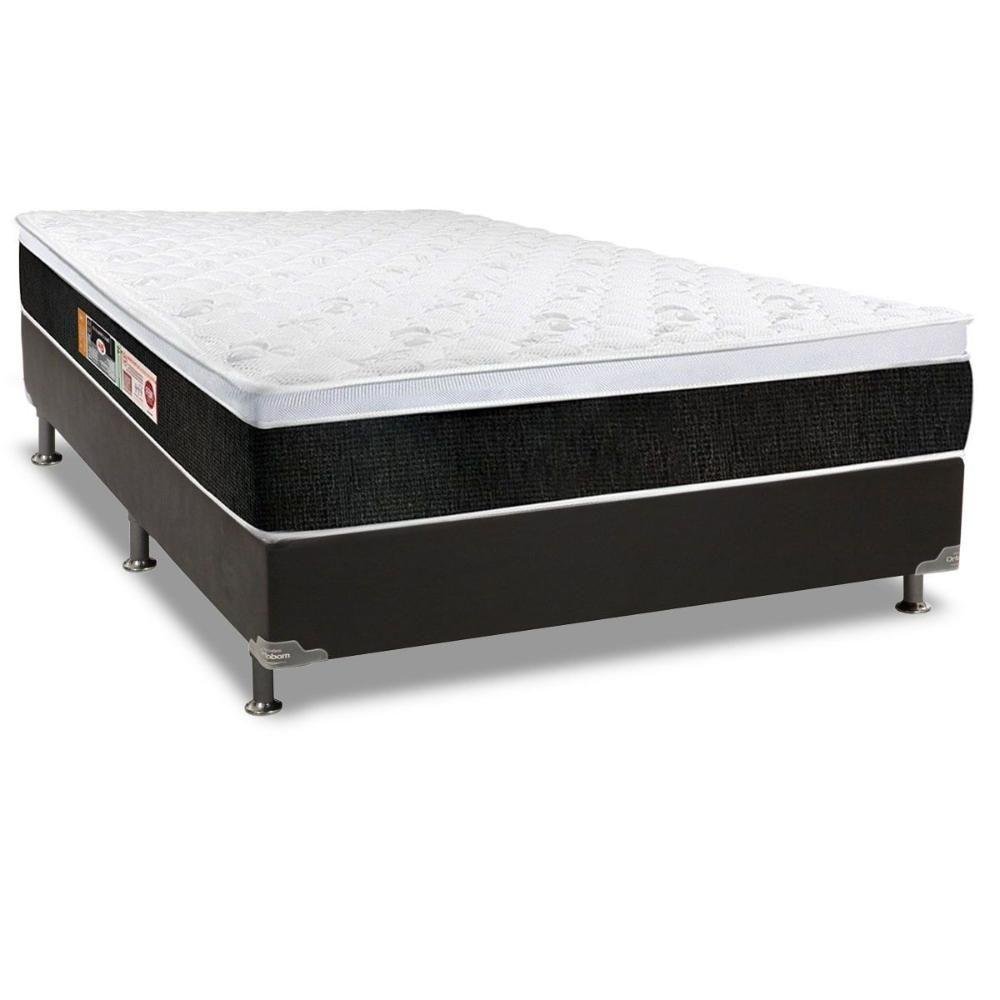 Cama Box Casal: Colchão Espuma D45 Castor Black E White Air + Base Crc 