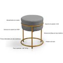 Ver imagem 5 de Puff Redondo Argola Levi Veludo Cinza Base em Aço Dourado