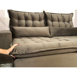 Sofá Retrátil Reclinável 2,30 m Marrom 507 Eliana - 7