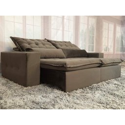 Sofá Retrátil Reclinável 2,30 m Marrom 507 Eliana - 6