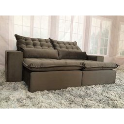 Sofá Retrátil Reclinável 2,30 m Marrom 507 Eliana - 2