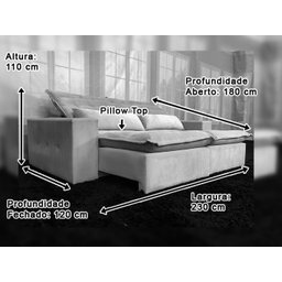 Sofá Retrátil Reclinável 2,30 m Marrom 507 Eliana - 11