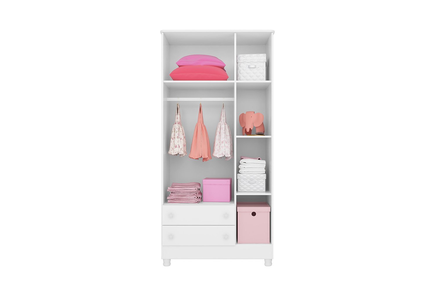 Guarda Roupa Infantil 3 Portas e 2 Gavetas Doce Sonho:rosa/branco - 4