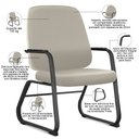 Ver imagem 2 de Cadeira Executiva Diretor Base Fixa Hub F02 Sintético Areia - Lyam Decor