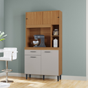 Ver imagem 1 de Cozinha Compacta Armário Organizador Duda 90cm com Gaveta - Cinamomo/Offwhite