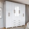 Guarda Roupa Casal Liverpool 8.6 8 Portas 6 Gavetas Branco com Espelho e Pés - Santos Andirá - 2