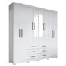 Guarda Roupa Casal Liverpool 8.6 8 Portas 6 Gavetas Branco com Espelho e Pés - Santos Andirá - 1