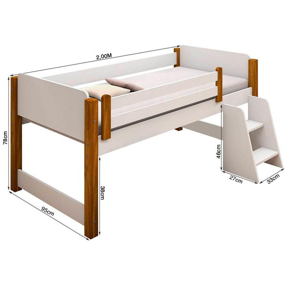 Cama para Criança com 2 Baús Elefante Verde Água Filhote e Colchão Solteiro Branco e Mel - 4