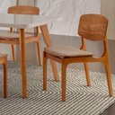 Ver imagem 4 de Conjunto Mesa 160cm com Vidro 6 Cadeiras Malta Gold Moderna Linho Palha Off White Imbuia