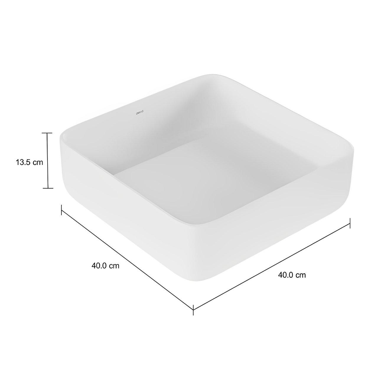 Cuba de Apoio com Válvula Oculta Quadrada 40cm Slim para Banheiro - Deca Branco Brilhante L.11040.vo - 5