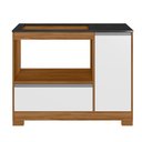 Ver imagem 3 de Balcão Cooktop 5 Bocas 110cm 1 Porta 1 Gavetão Freijó/Branco - Notável Móveis