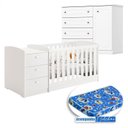Ver mais imagens de Berço Multifuncional Atlanta e Cômoda Infantil Mississpi Henn Ambiente Branco Fosco com Colchão