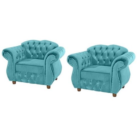 Quatro Poltronas Chesterfield Merlo - Suede Tiffany / Decoração, recepção , barbearia, sala t