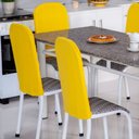 Ver imagem 1 de Kit 4 Capas Encosto de Cadeira de Ferro Tubular Cozinha e Jantar Malha Helanca Elástica:amarela