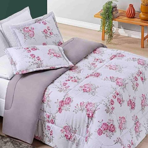 Edredom Coberdrom Michigam Queen Dupla Face - Lilac