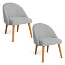 Ver imagem 1 de Kit 02 Cadeiras Poltrona de Jantar Luna Suede Cinza Pés Palito Castanho - Pallazio