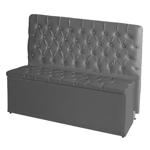 Kit de Quarto Cabeceira de Cama Box e Calçadeira Baú Estrela Casal Queen 160 Cm Suede Botão
