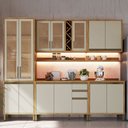 Ver imagem 1 de Armário de Cozinha com Balcão e Tampo 13 Portas 3 Gavetas Pérola Premium com Prateleiras 100% Mdf Vi