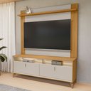 Ver imagem 1 de Rack com Painel para Tv 55 Polegadas 183cmx160cm com Led Pés em Madeira Maciça Dubai