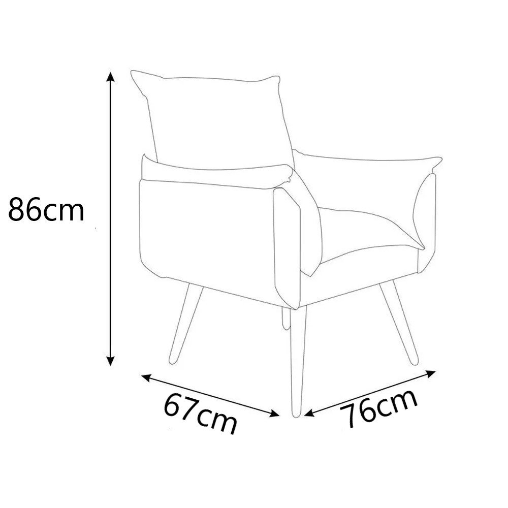 Kit 2 Poltronas Decorativa Opala Suede Cinza - 4