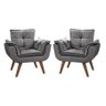 Kit 2 Poltronas Decorativa Opala Suede Cinza - 1