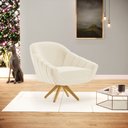 Ver imagem 2 de Kit 02 Poltronas Giratória Giovana Linho Bege A19 Base de Madeira MA30 - D'Rossi