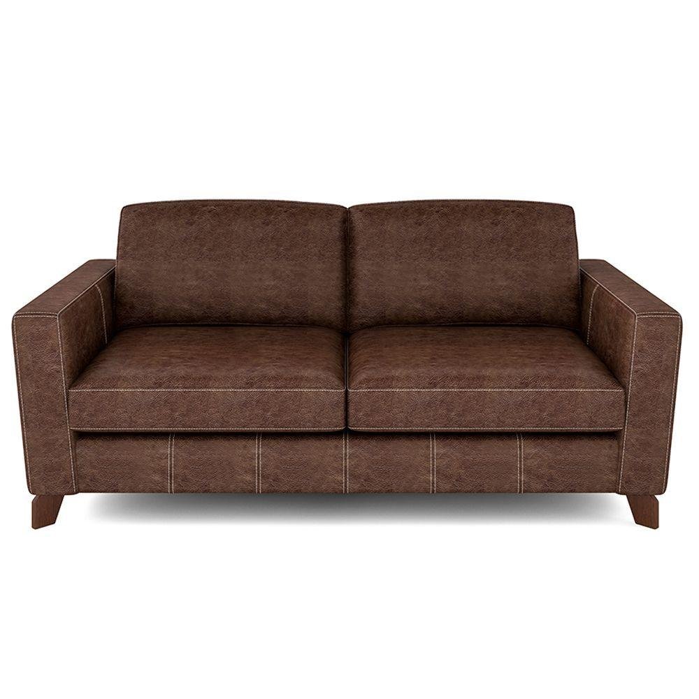 Sofá Sala de Estar Living 3 Lugares 200cm Presley Pés Madeira Couro Marrom Manchado G52 - Gran - 8