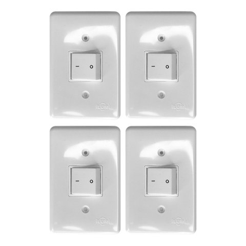 Kit 4 Interruptor 1 Modulo Bipolar Ilumi para Embutir 4x2 250v 10a Cor:branco