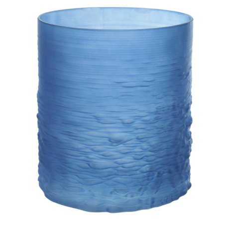 Vaso Decorativo em Vidro Rustico Azul 30x20,5cm