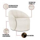 Ver imagem 4 de Sofá 3 Lugares Orgânico 180cm Morgan e Poltrona Lua Bouclê Off White D03 - D'Rossi