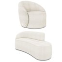 Ver imagem 1 de Sofá 3 Lugares Orgânico 180cm Morgan e Poltrona Lua Bouclê Off White D03 - D'Rossi