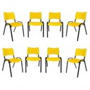 Ver imagem 1 de Kit 8 Cadeiras Iso para Escola Escritório Comércio Amarela Base Preta