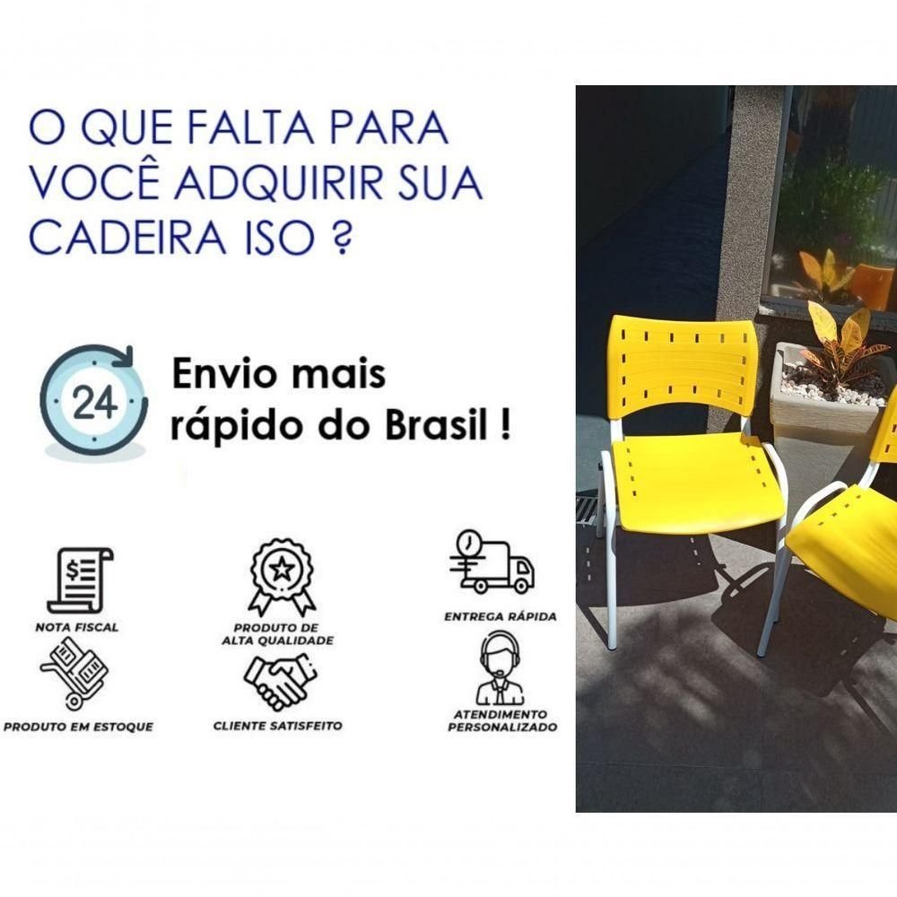 Kit 8 Cadeiras Iso para Escola Escritório Comércio Amarela Base Preta - 5