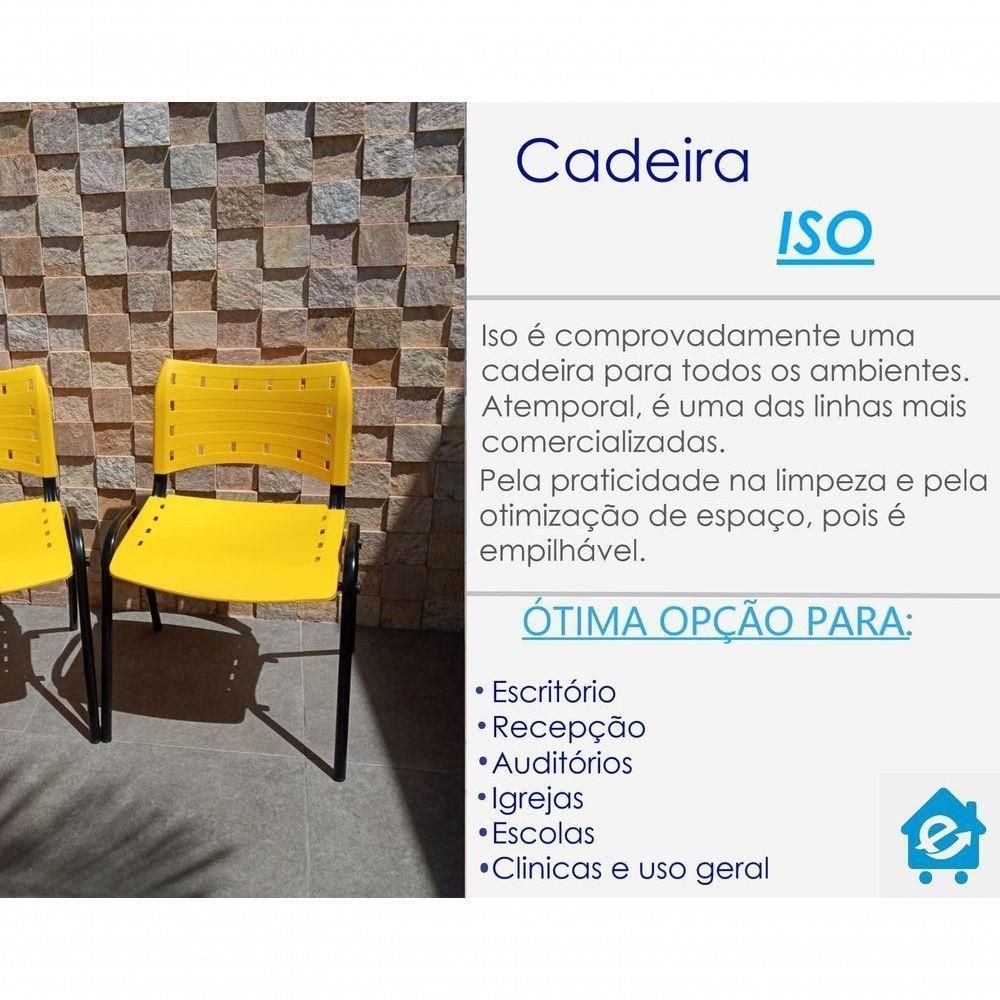 Kit 8 Cadeiras Iso para Escola Escritório Comércio Amarela Base Preta - 7