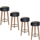 Ver imagem 1 de Kit 4 Bancos Banqueta Paris Couro Preto Mesa Gourmet Pés Madeira Mz Decor
