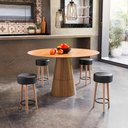 Ver imagem 3 de Kit 4 Bancos Banqueta Paris Couro Preto Mesa Gourmet Pés Madeira Mz Decor
