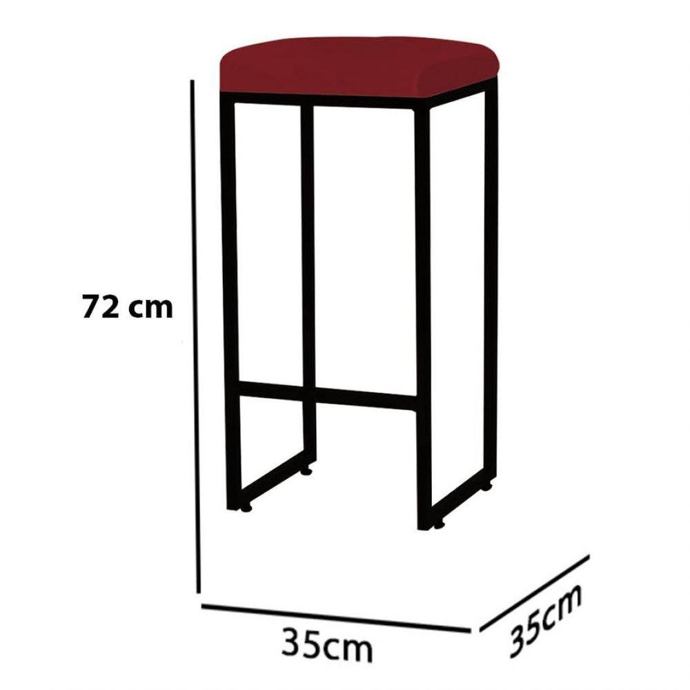 Kit 08 Banqueta Alta Lara Para Cozinha Bar Churrasqueira Ferro Bronze Vermelho - 2