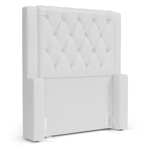Cabeceira Atena para Cama Box Solteiro 90cm Capitonê com Frame Sintético Branco - Abmaza