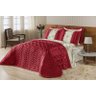 Cobre Leito Sedução Casal King 07 Peças Tecido Seda Bordado - Vermelho - 1