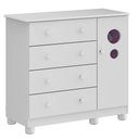 Ver imagem 1 de Comoda Infantil 1 Porta 4 Gavetas Bolinha - Moveis Peroba Branco Brilho