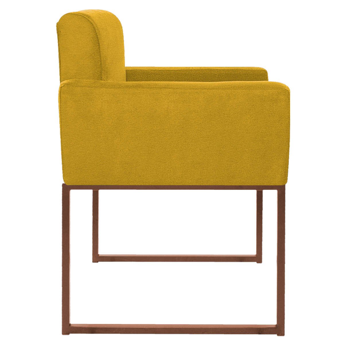 Poltrona Decorativa Bellinha Base de Ferro Bronze Corano Amarelo - Amarena Móveis - 3