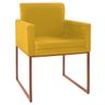 Poltrona Decorativa Bellinha Base de Ferro Bronze Corano Amarelo - Amarena Móveis - 1