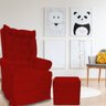 Kit Poltrona Amamentação Gabi com Balanço + Puff Vermelho - 6