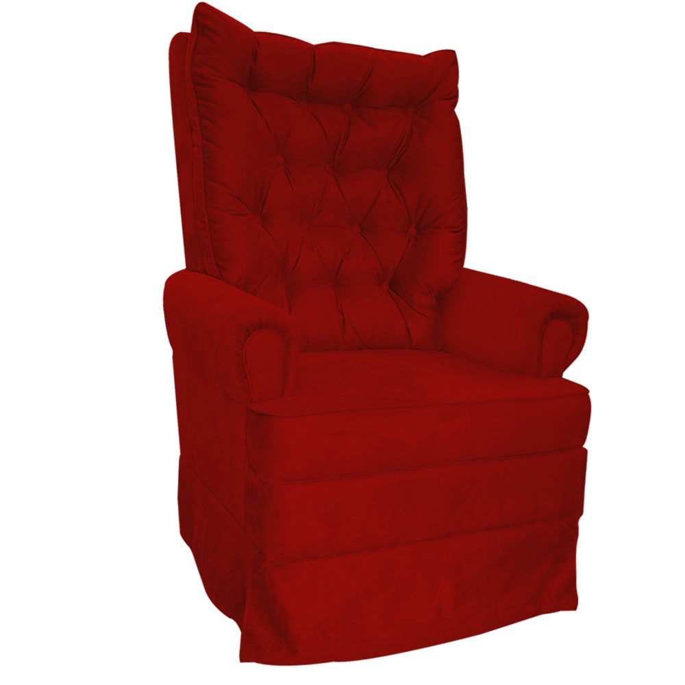 Kit Poltrona Amamentação Gabi com Balanço + Puff Vermelho - 3