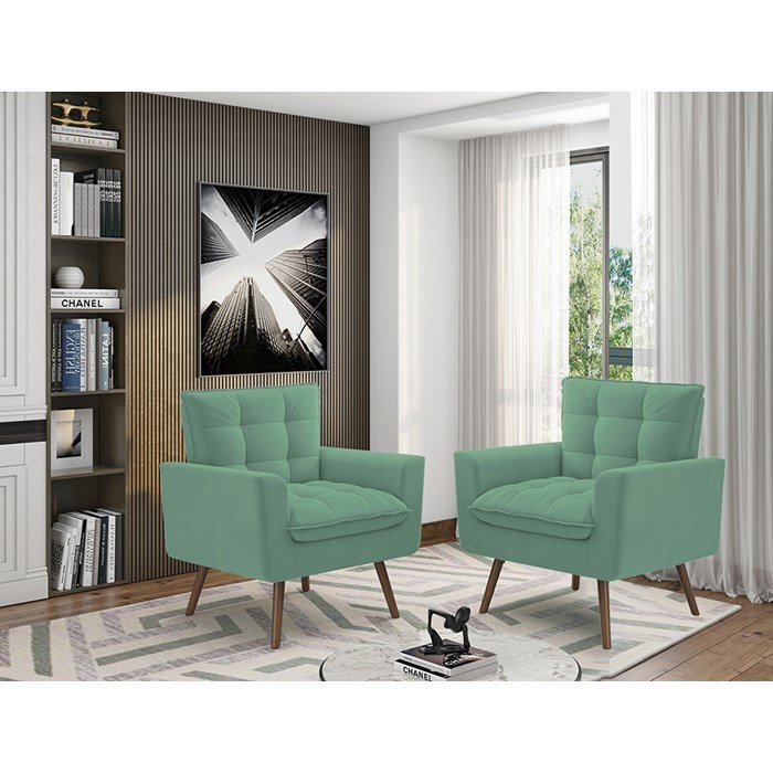 Kit 2 Poltronas Decorativas Pes Palito TCA 946 GM Milani Store - 6