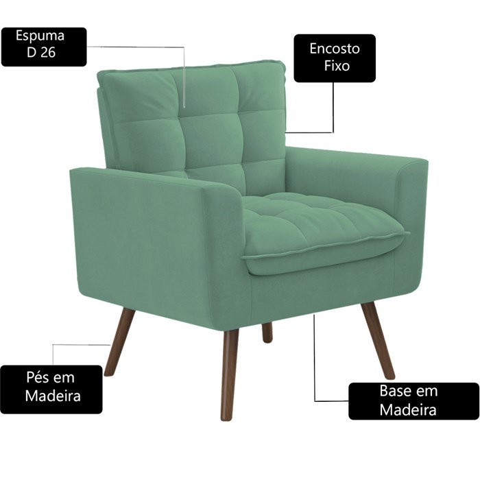 Kit 2 Poltronas Decorativas Pes Palito TCA 946 GM Milani Store - 3