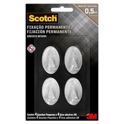 Gancho Pequeno 4 Unidades Transparente Scotch