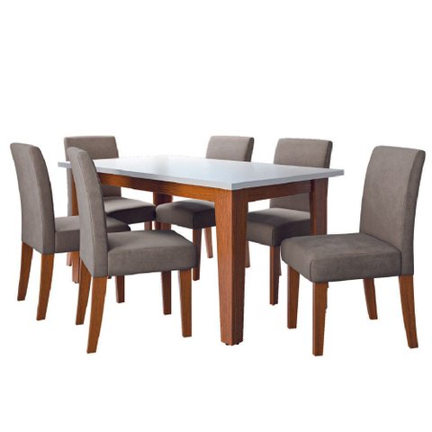 Conjunto Sala de Jantar Mesa Miami 1,60m 6 Cadeiras Trieste Dobuê